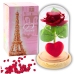Eternal Rose in Dome with LED Lighting Red with Heart 14x8cm