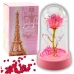 Eternal Crystal Rose in Dome with LED Lighting Pink 14x8cm