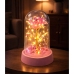Eternal Crystal Rose in Dome with LED Lighting Pink 14x8cm