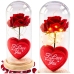 Eternal Rose in Dome with LED Lighting Red with Heart 18.5x8cm
