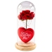 Eternal Rose in Dome with LED Lighting Red with Heart 18.5x8cm