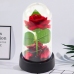 Eternal Rose in Dome with LED Lighting Red with Rose Petals 14x8cm