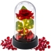 Eternal Rose in Dome with LED Lighting Red with Rose Petals 14x8cm