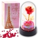 Eternal Crystal Rose in a Dome with LED Lighting and a Heart 14x8cm