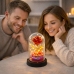 Eternal Crystal Rose in a Dome with LED Lighting and a Heart 14x8cm