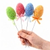 Easter Eggs on Wire Pick Colorful Leaves Ribbon Decoration 5pcs