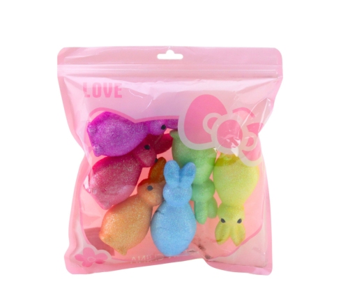 Styrofoam Easter Bunnies Glitter Decorative Colorful 6pcs