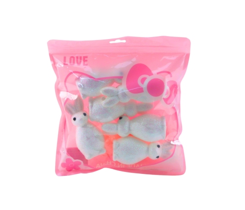 Styrofoam Easter Bunnies Glitter Decorative White 6pcs