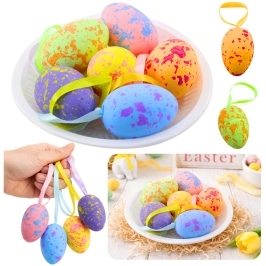 Easter Decorations Eggs With Loop Pendant Colorful 6pcs