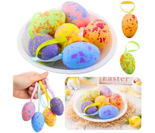 Easter Decorations Eggs With Loop Pendant Colorful 6pcs