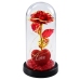 Eternal Rose in Dome with LED Lighting Heart Beads Red 21x11cm