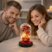 Eternal Rose in Dome with LED Lighting Heart Beads Red 21x11cm