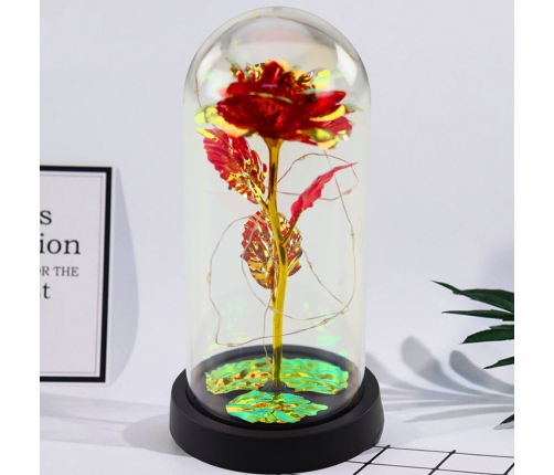 Eternal Crystal Rose in Dome with LED Lighting Red 21x11cm