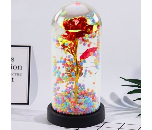 Eternal Rose In Glass Crystal LED Lighting Balls Red 21x11cm