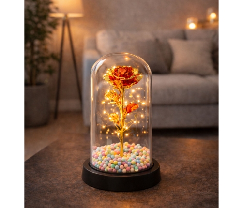Eternal Rose In Glass Crystal LED Lighting Balls Red 21x11cm