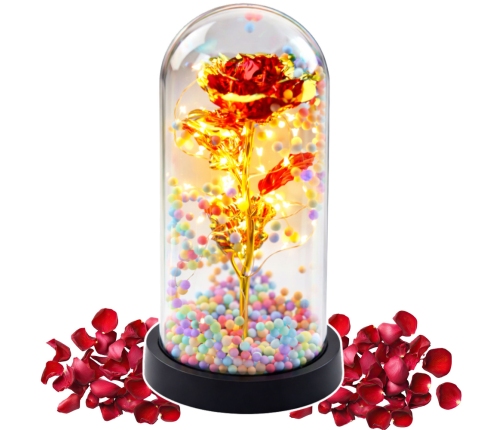 Eternal Rose In Glass Crystal LED Lighting Balls Red 21x11cm