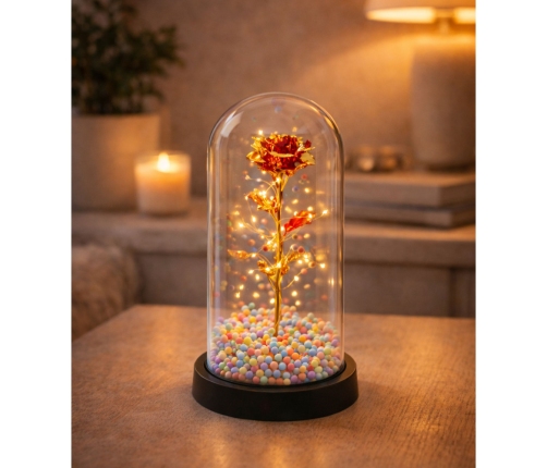 Eternal Rose In Glass Crystal LED Lighting Balls Red 21x11cm