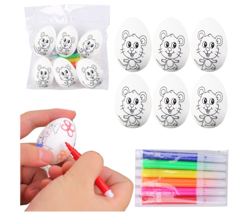 Easter Styrofoam Eggs For Painting Markers Markers Mouse 6pcs