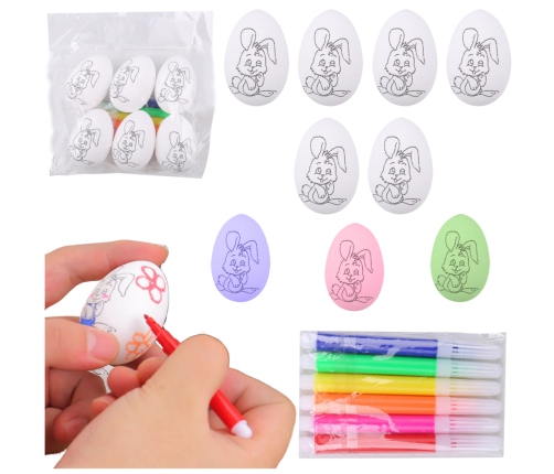 Easter Styrofoam Eggs For Painting Markers Rabbit Pattern C 6pcs