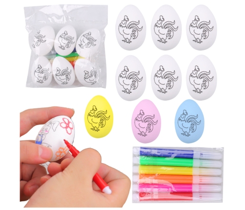 Easter Styrofoam Eggs For Painting Markers Markers Roosters 6pcs