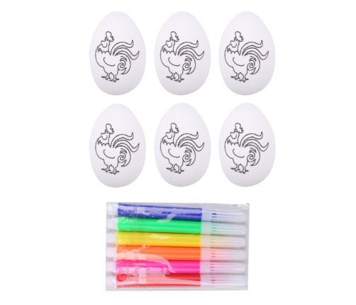 Easter Styrofoam Eggs For Painting Markers Markers Roosters 6pcs