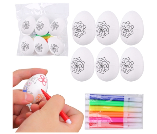 Easter Styrofoam Eggs For Painting Markers Flower Pattern B 6pcs