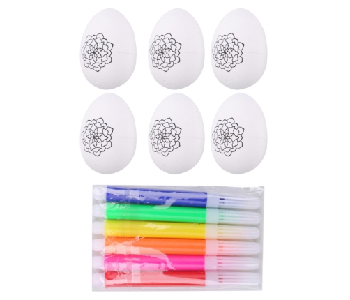 Easter Styrofoam Eggs For Painting Markers Flower Pattern B 6pcs