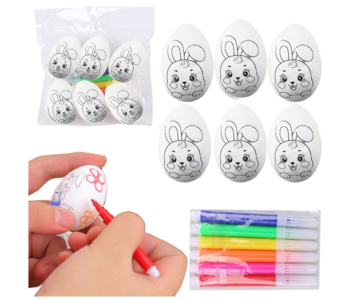 Easter Styrofoam Eggs For Painting Markers Rabbit Pattern D 6pcs
