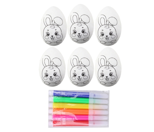 Easter Styrofoam Eggs For Painting Markers Rabbit Pattern D 6pcs