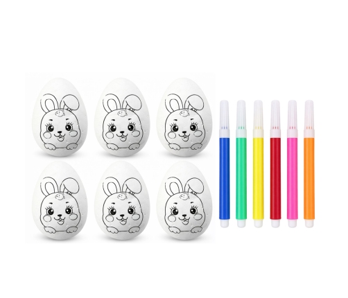 Easter Styrofoam Eggs For Painting Markers Rabbit Pattern D 6pcs