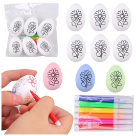 Easter Styrofoam Eggs For Painting Markers Flower Pattern D 6pcs
