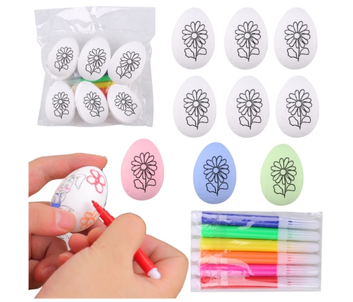 Easter Styrofoam Eggs For Painting Markers Flower Pattern D 6pcs