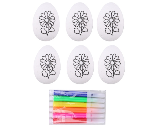 Easter Styrofoam Eggs For Painting Markers Flower Pattern D 6pcs