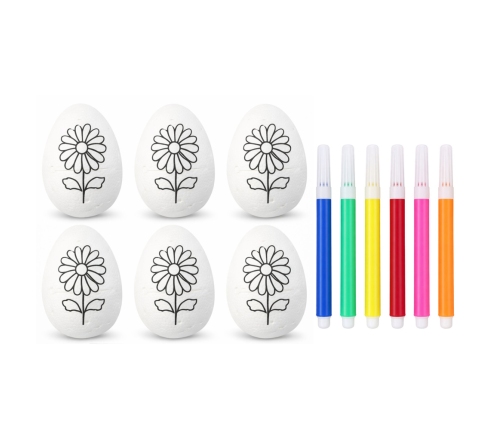 Easter Styrofoam Eggs For Painting Markers Flower Pattern D 6pcs