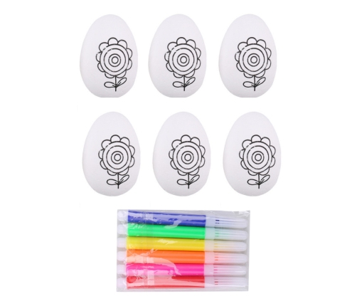 Easter Styrofoam Eggs For Painting Markers Flower Pattern C 6pcs