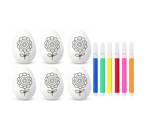 Easter Styrofoam Eggs For Painting Markers Flower Pattern C 6pcs