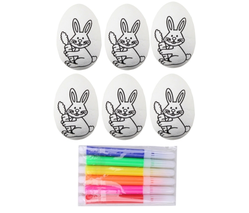 Easter Styrofoam Eggs For Painting Markers Felt-tip Pens Bunny 6pcs