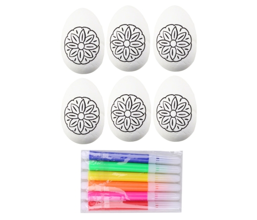 Easter Styrofoam Eggs For Painting Markers Flower Pattern A 6pcs