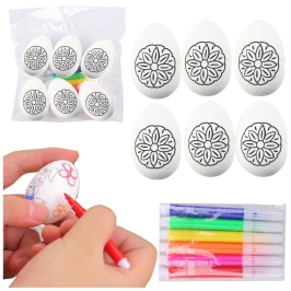 Easter Styrofoam Eggs For Painting Markers Flower Pattern A 6pcs