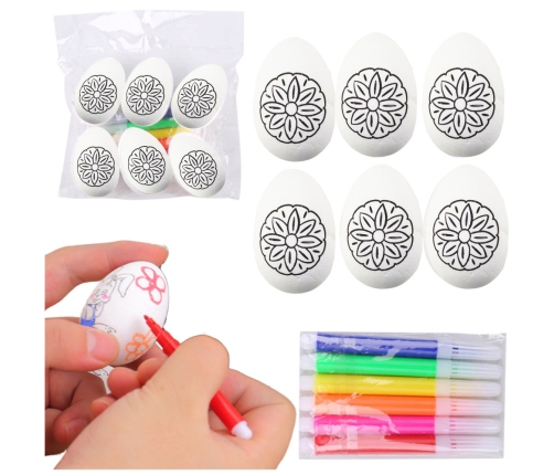 Easter Styrofoam Eggs For Painting Markers Flower Pattern A 6pcs