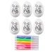 Easter Styrofoam Eggs For Painting Markers Pattern Rabbit B 6pcs