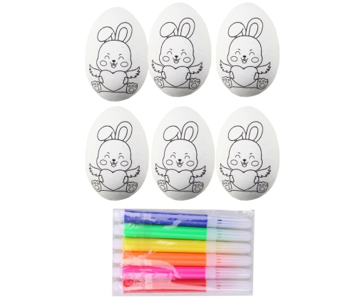 Easter Styrofoam Eggs For Painting Markers Rabbit Pattern E 6pcs