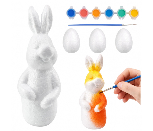 Bunny Styrofoam Decoration Painting Kit 3 Eggs Paint