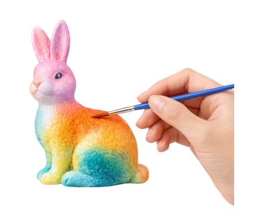 Kit zum Bemalen von Styropordekorationen Hase 2 Eier bemalen