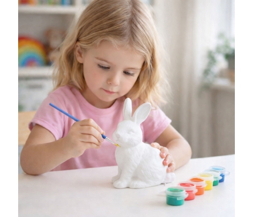 Kit zum Bemalen von Styropordekorationen Hase 2 Eier bemalen