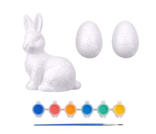 Kit zum Bemalen von Styropordekorationen Hase 2 Eier bemalen