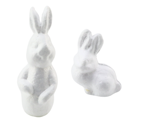 Set zum Bemalen von Styropordekorationen, 4 Hasen, Pinsel