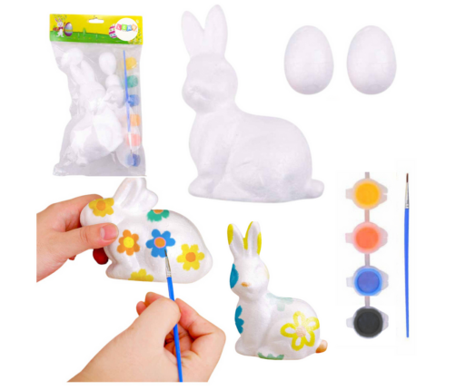 Bunny Styrofoam Decorations Painting Kit 2 Eggs Paints