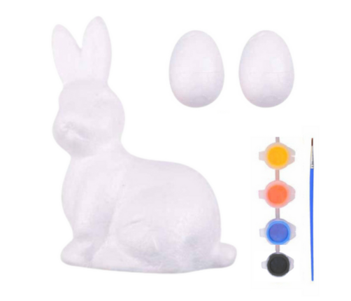 Bunny Styrofoam Decorations Painting Kit 2 Eggs Paints