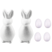 Set for painting styrofoam decorations 2 bunnies 4 eggs paints